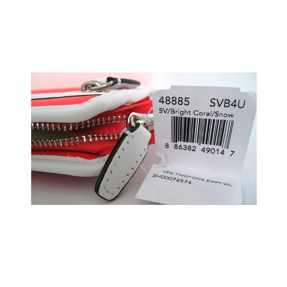 COACH Legacy Archive Coral Wht Zippy Clutch Wallet - Picture 5 of 8